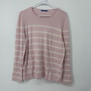 J. McLaughlin Long Sleeve Shirt Pink Cream Striped Womens XL